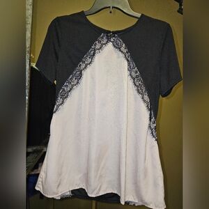 Elegant Black and White Dress with Lace Detail